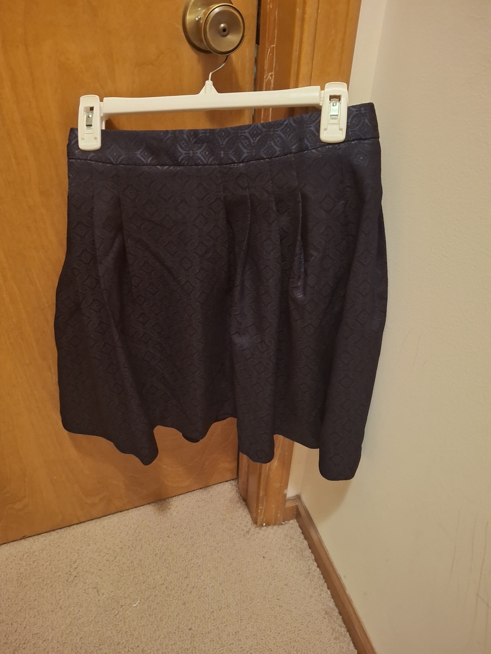 Women's Navy Textured Pleated Skirt